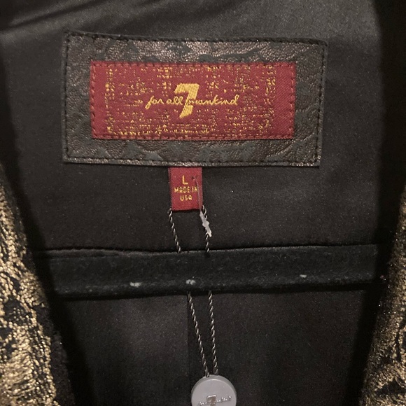 Stunning 7 FOR ALL MANKIND Metallic Jacquard blazer jacket in gold & black - Picture 5 of 15